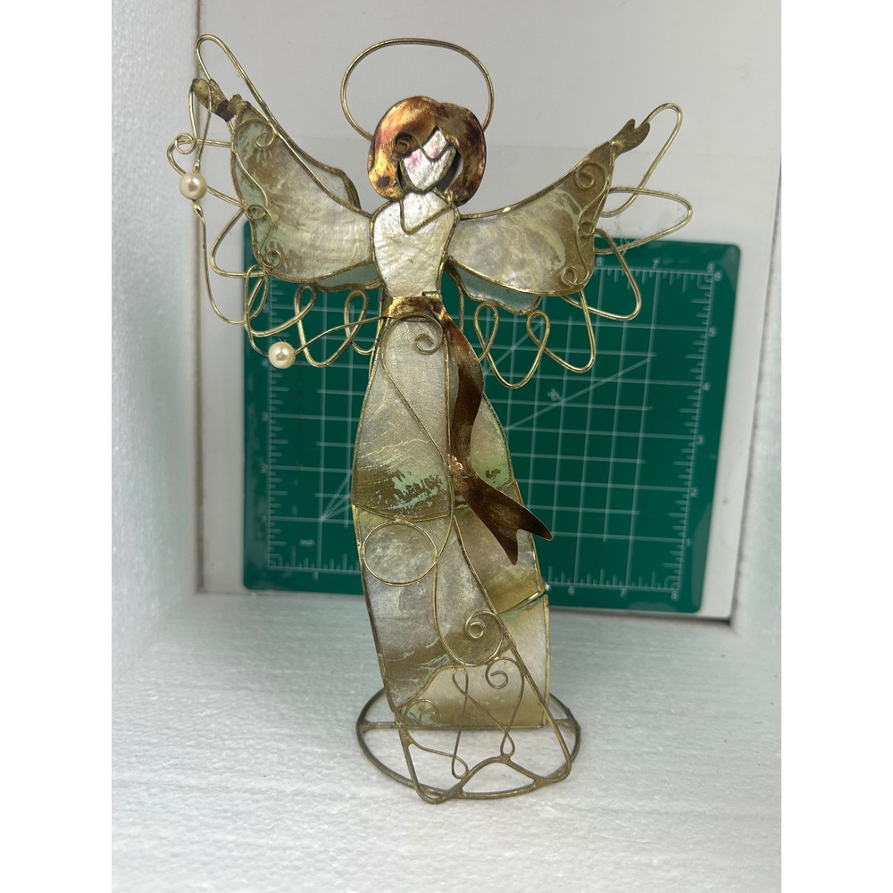 Vintage Gold Tone Wire Angel Figurine Faux Pearl Kmart Home Decor